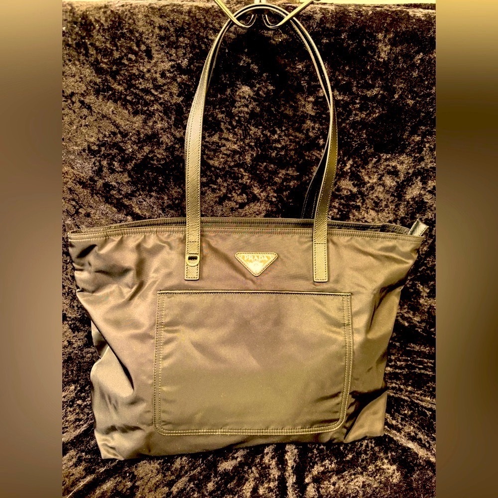 Prada Black Tote Bag with Leather Straps